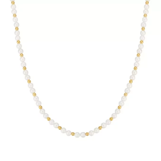 N8181a Collier De Perle Homme Blanche Véritable Et Acier 55cm - Bijoux Colliers Hommes en ligne Ninanina
