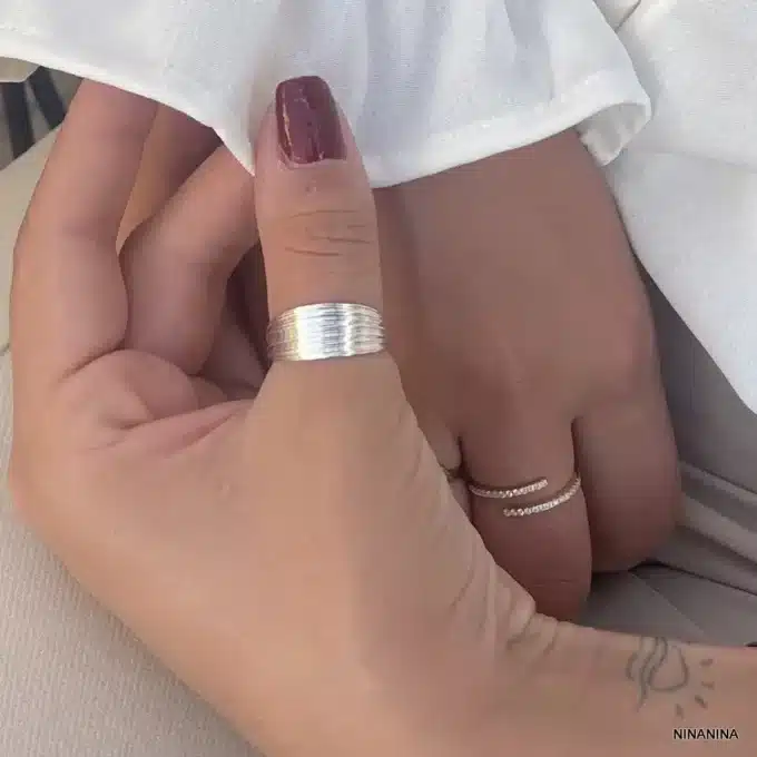 N8189c Bague Pouce Femme Réglable Fils D'Argent Plaqué - Bijoux Bagues Femmes en ligne Ninanina