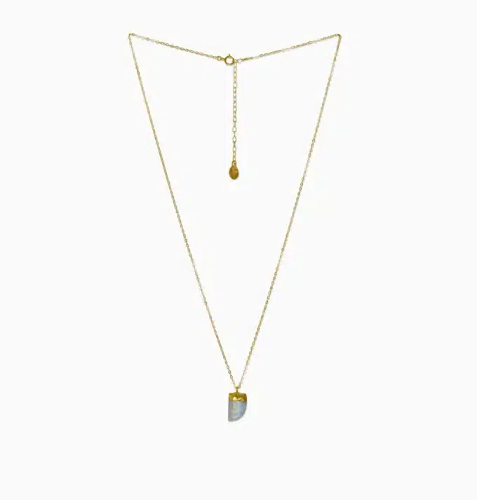 N8192 Collier Pendentif Pierre Naturelle Dent Cristal Et Or Laminé - Bijoux Colliers Pendentifs Femme en ligne Ninanina