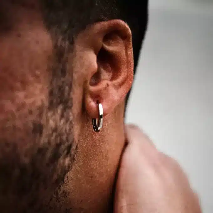 N8155b Créole En Plaqué Or Epaisse Sur Argent Homme 16mm - Bijoux Boucles d'oreilles creoles hommes en ligne Ninanina