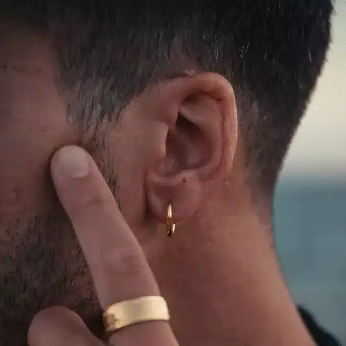 N8155c Créole En Plaqué Or Epaisse Sur Argent Homme 16mm - Bijoux Boucles d'oreilles creoles hommes en ligne Ninanina