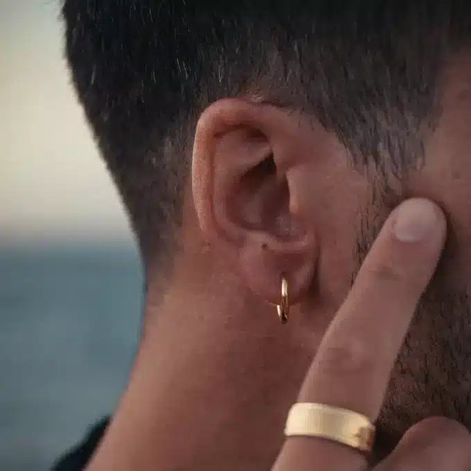 N8155f Créole En Plaqué Or Epaisse Sur Argent Homme 16mm - Bijoux Boucles d'oreilles creoles hommes en ligne Ninanina