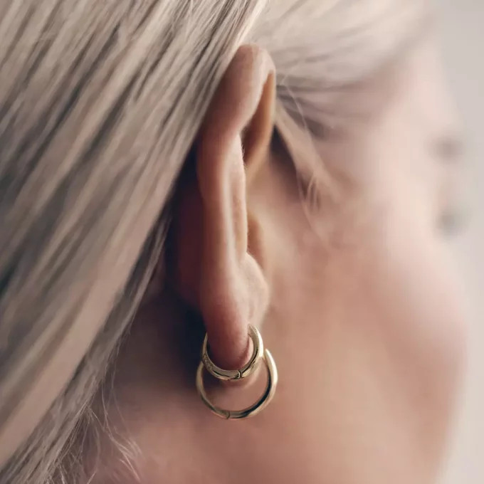 N8155g Créole En Plaqué Or Epaisse Sur Argent Homme 16mm - Bijoux Boucles d'oreilles creoles hommes en ligne Ninanina