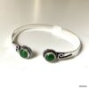 N8159 Bracelet Pierre Verte Jonc Plaqué Argent et Onyx Vert - Bijoux Bracelets joncs en ligne Ninanina
