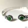 N8159a Bracelet Pierre Verte Jonc Plaqué Argent et Onyx Vert - Bijoux Bracelets joncs en ligne Ninanina