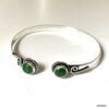 N8159b Bracelet Pierre Verte Jonc Plaqué Argent et Onyx Vert - Bijoux Bracelets joncs en ligne Ninanina