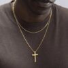 N8185 Pendentif Croix En Or Pour Homme Collier Acier Doré - Bijoux Colliers Pendentifs en ligne Ninanina