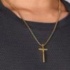 N8185b Pendentif Croix En Or Pour Homme Collier Acier Doré - Bijoux Colliers Pendentifs en ligne Ninanina