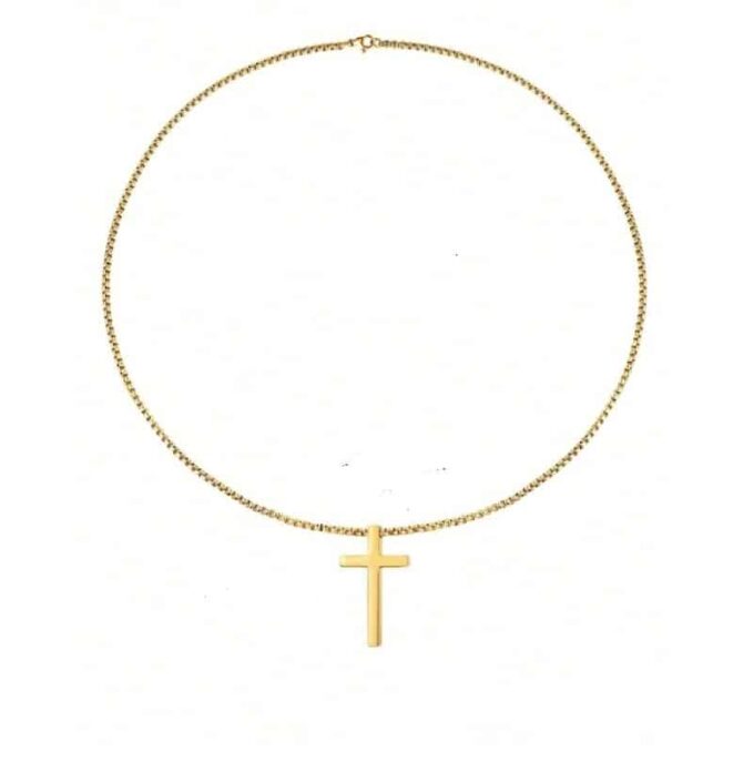 N8185c Pendentif Croix En Or Pour Homme Collier Acier Doré - Bijoux Colliers Pendentifs en ligne Ninanina