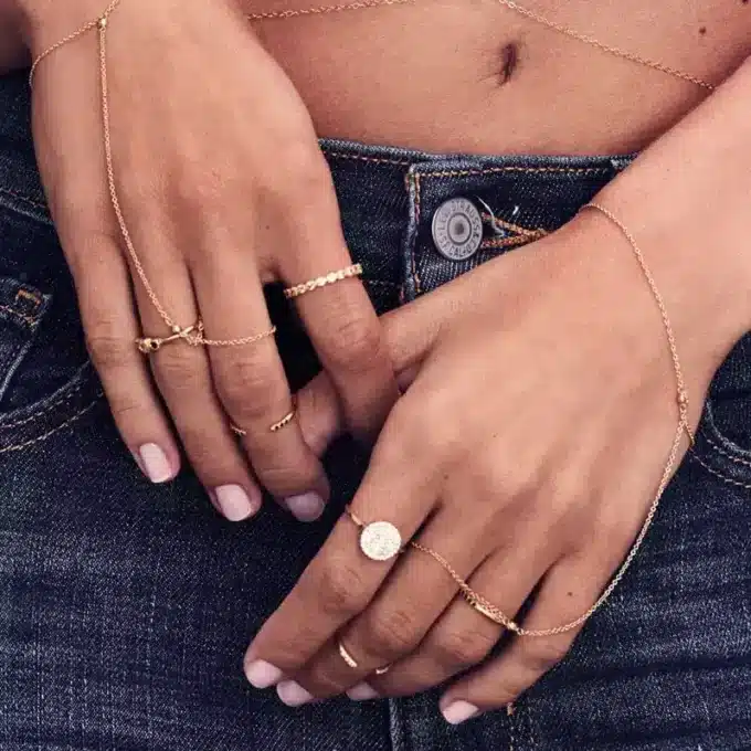 N8222a Bague Première Phalange Argent Plaqué Or Zirconium - Bijoux Bagues Femmes en ligne Ninanina