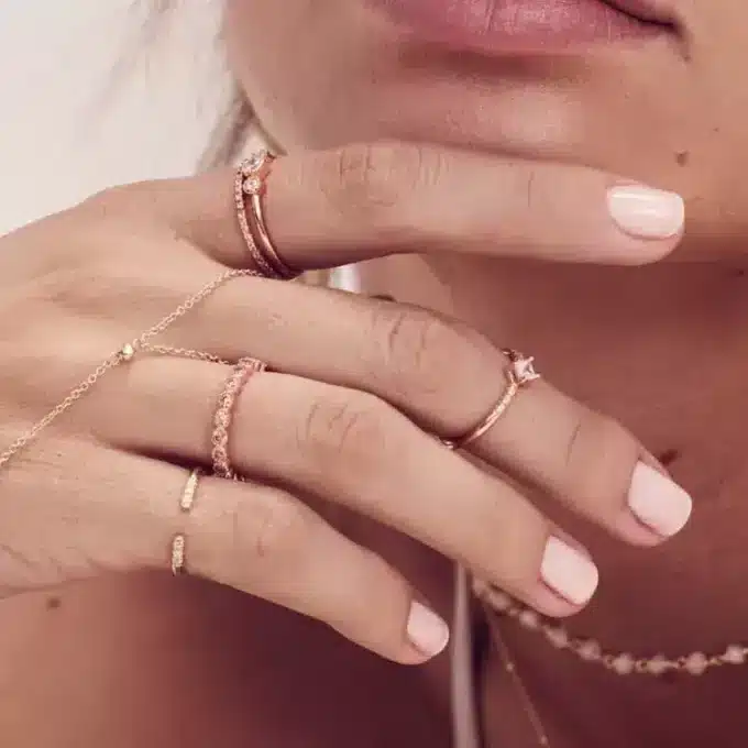 N8222e Bague Première Phalange Argent Plaqué Or Zirconium - Bijoux Bagues Femmes en ligne Ninanina