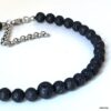 N8230D Bracelet Cheville Noir Homme Pierre De Lave Volcanique - Bijoux de pieds hommes en ligne Ninanina