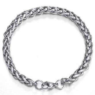 Détail de la chaîne de cheville torsadée en acier inoxydable pour homme avec fermoir sécurisé - Bijou fait main au design unique