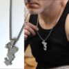 Collier Mayotte pour homme avec pendentif carte en acier inoxydable - Bijou élégant et durable