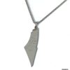 Gros plan sur le pendentif carte de la Palestine en acier inoxydable - Design précis et élégant