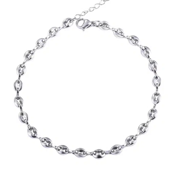 N8275e-Chaine-De-Cheville-Homme-Grain-De-Café-Acier-Inoxydable-Bijoux-de-pieds-hommes-en-ligne-Ninan Détail des maillons grain de café en acier inoxydable de la chaîne de cheville pour homme - Accessoire robuste et élégant