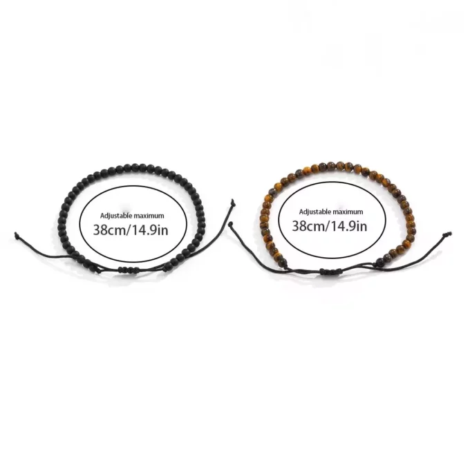 N8012a Bracelet chevilles duo pierre de lave et oeil de tigre - Bijoux de pied en ligne Ninanina