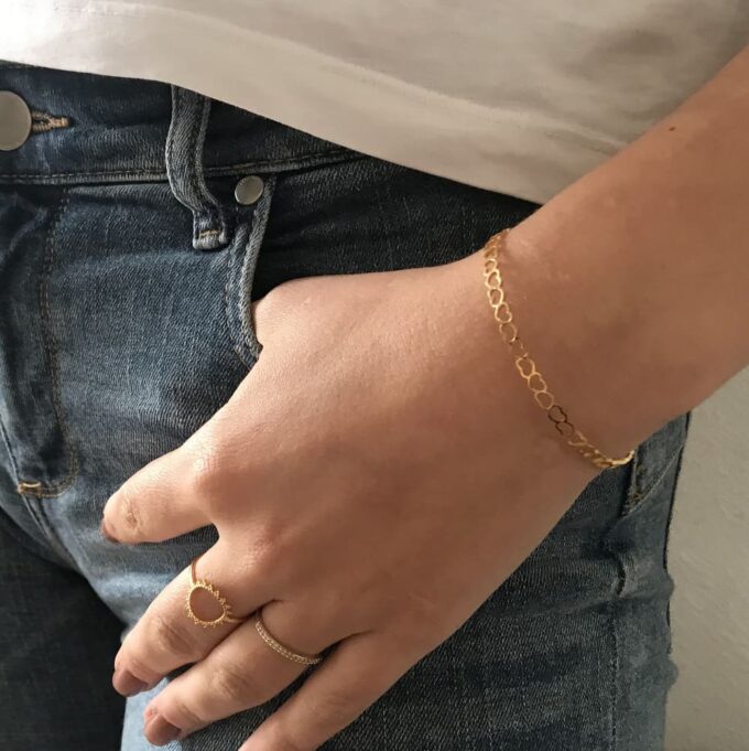 N8017e Bracelet Coeurs Acier Inoxydable argenté femme réglable - Bijoux Bracelets en ligne Ninanina