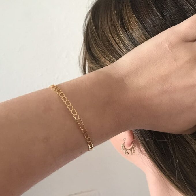 N8017f Bracelet Coeurs Acier Inoxydable argenté femme réglable - Bijoux Bracelets en ligne Ninanina