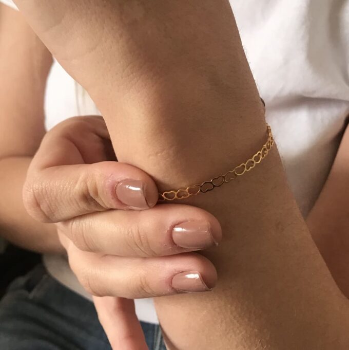 N8017h Bracelet Coeurs Acier Inoxydable argenté femme réglable - Bijoux Bracelets en ligne Ninanina