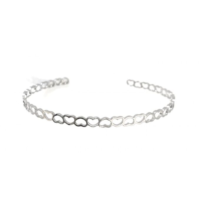 N8017j Bracelet Coeurs Acier Inoxydable argenté femme réglable - Bijoux Bracelets en ligne Ninanina