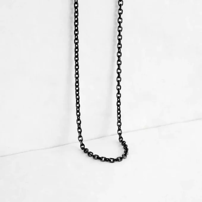 N8027 Chaine homme noire maille gourmette acier inoxydable - Bijoux Colliers en ligne Ninanina