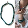 Zoom sur le Collier Grosses Perles Bleu Vert En Chrysocolle 10mm Fait Main En France Ninanina porté en coller et en bracelet