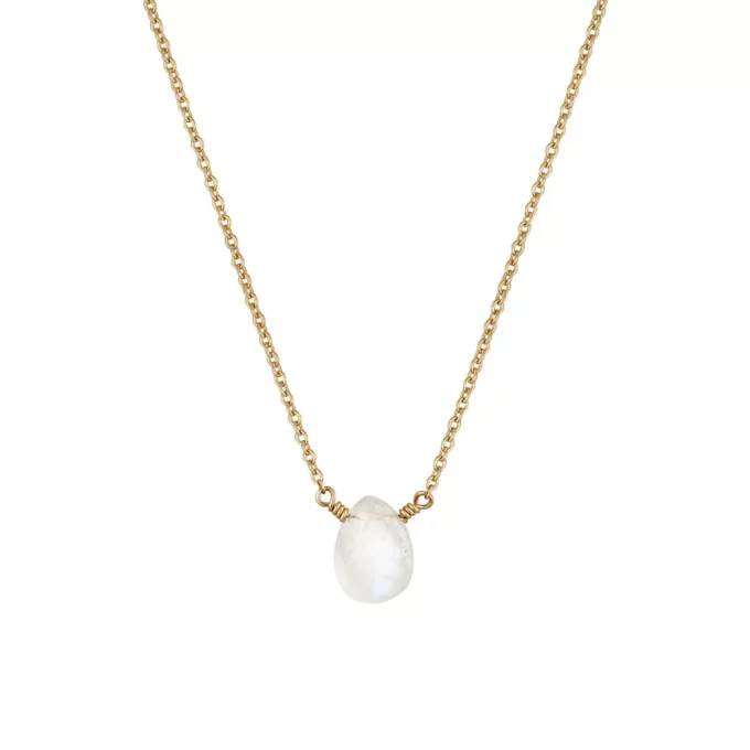 N8094 Collier Goutte Pierre de Lune Or Laminé ou Acier Doré - Bijoux Colliers en ligne Ninanina (2)