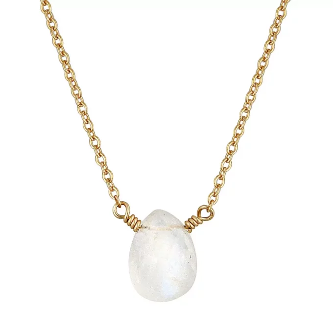 N8094c Collier Goutte Pierre de Lune Or Laminé ou Acier Doré - Bijoux Colliers en ligne Ninanina