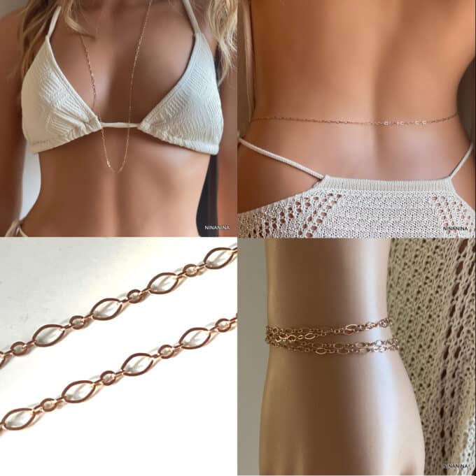 N8124f Chaine Rose Gold Filled Sautoir Ou Collier De Taille - Bijoux Chaines en ligne Ninanina