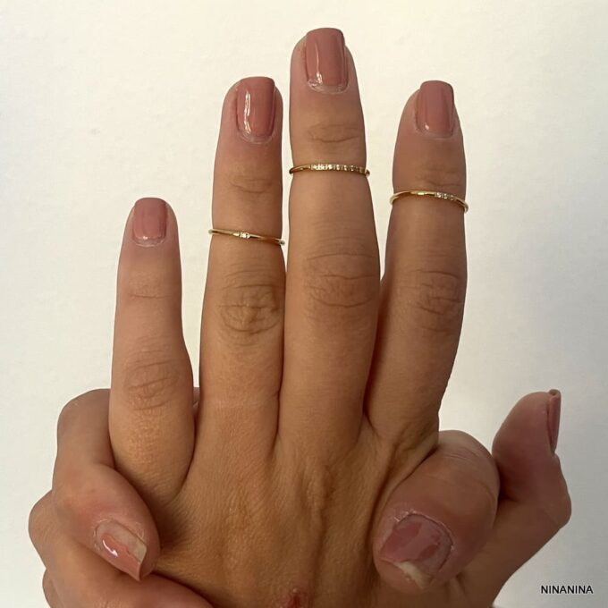 N8203G Lot Bagues Acier Inoxydable Doré Et Zircone Pour Phalange - Bijoux Bagues de phalanges en ligne Ninanina