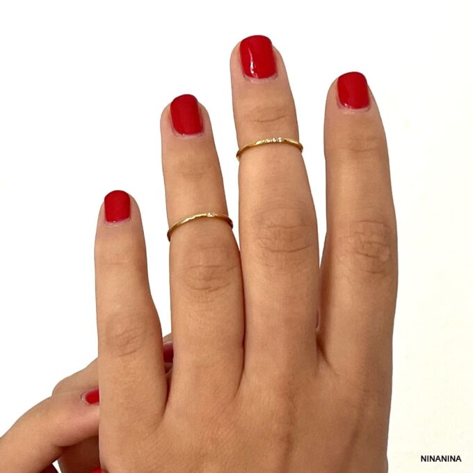 N8203J Lot Bagues Acier Inoxydable Doré Et Zircone Pour Phalange - Bijoux Bagues de phalanges en ligne Ninanina