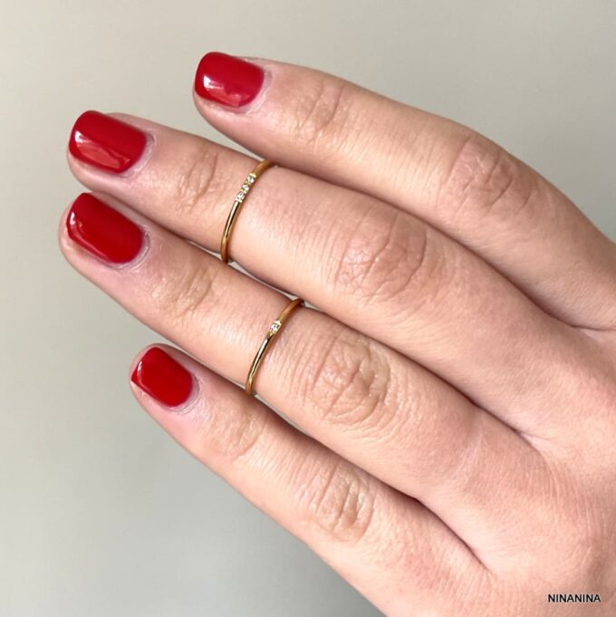 N8203O Lot Bagues Acier Inoxydable Doré Et Zircone Pour Phalange - Bijoux Bagues de phalanges en ligne Ninanina