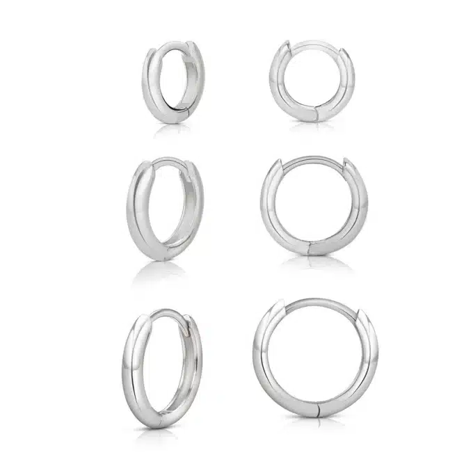 N8214b Créoles 10 mm Argent 925 Minimalistes Pour Femme -bijoux Boucles d'oreilles femmes en ligne Ninanina
