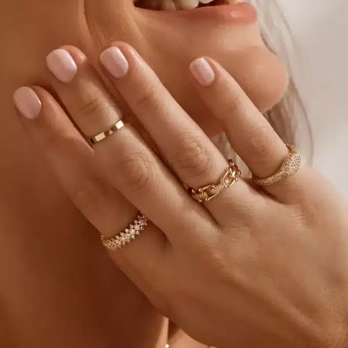 N8221b Bague Phalange Or Plaqué Sur Argent 925 Pour Femme - Bijoux Bagues Femmes en ligne Ninanina