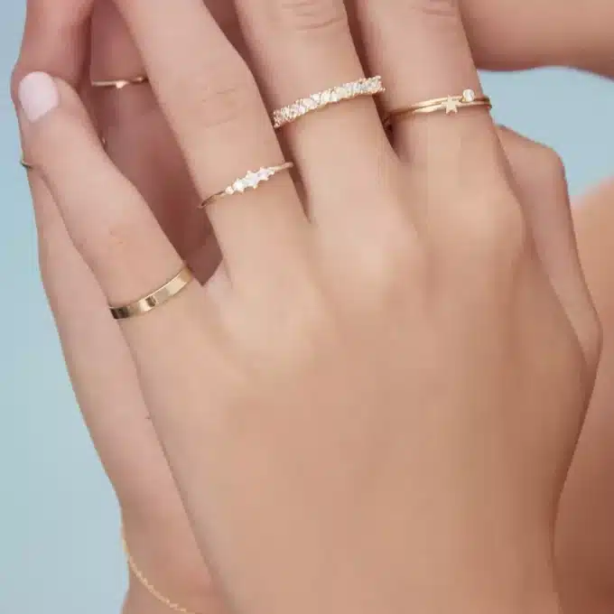 N8221d Bague Phalange Or Plaqué Sur Argent 925 Pour Femme - Bijoux Bagues Femmes en ligne Ninanina