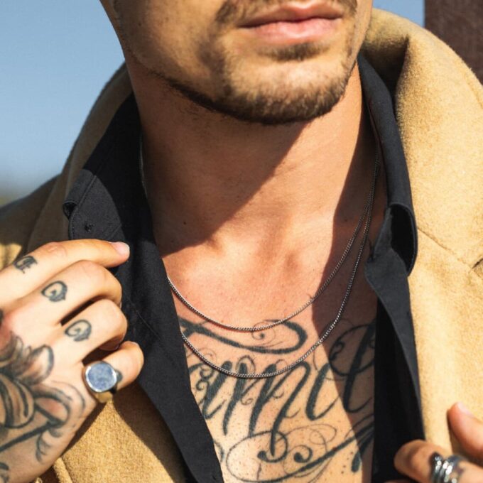 N8232 Chaine Fine Homme En Acier Inoxydable Maille Gourmette Made In France - Bijoux Colliers hommes en ligne Ninanina