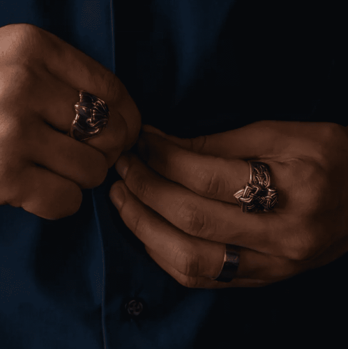 N8237h Chevalière Viking - Bague Homme Acier Inoxydable - Bijoux Bagues hommes en ligne Ninanina