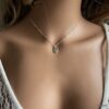 N8243a Collier Vierge Marie Pendentif Ovale Argent 925 Femme - Bijoux Colliers religieux en ligne Ninanina