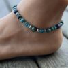 N8249 Bracelet cheville homme turquoise pierre bleue et verte - Bijoux de pieds hommes en ligne Ninanina