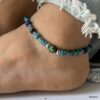 N8249c Bracelet cheville homme turquoise pierre bleue et verte - Bijoux de pieds hommes en ligne Ninanina