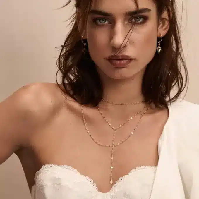 N8254c Collier 3 Rangs Or Laiton Doré Maille Fantaisie Femme Fait Main - Bijoux Colliers artisanaux en ligne Ninanina