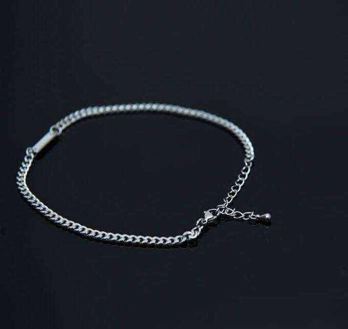 N8277e Chainette Cheville Homme Gourmette Acier Inoxydable - Bijoux de pieds hommes artisanaux faits main Ninanina