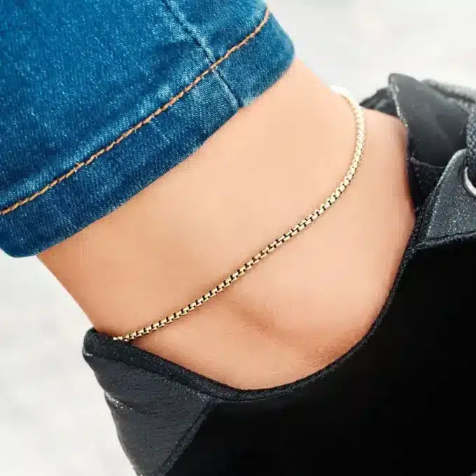 Chaine De Cheville Dorée Homme Acier Doré Maille Ronde Made In France portée