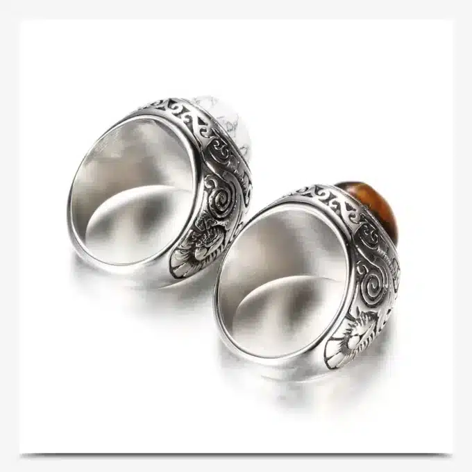 N8282i Chevaliere Oeil De Tigre Acier Inoxydable Pour Homme - Bijoux Bagues Hommes en ligne Ninanina Détails du dos de la Chevaliere Oeil De Tigre Acier Inoxydable Pour Homme sur fond blanc