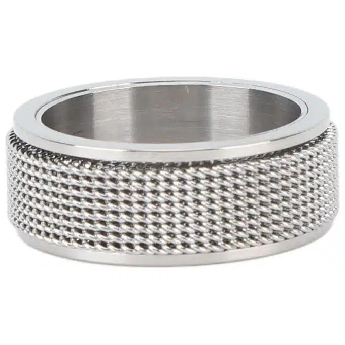 N8307c Bague De Pouce Pour Homme Rotative Maille Acier Inoxydable - Bijoux Bagues Hommes en ligne Ninanina