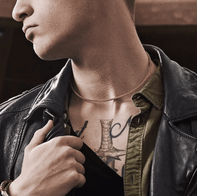 N8319j Collier Ras De Cou En Cuir Tressé Fin Minimaliste Homme - Bijoux Colliers hommes tendances en ligne