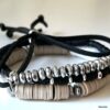 N8321c Ensemble De Bracelets Homme Tendance Perles Heishi Noires - Bijoux Bracelets hommes en ligne Ninanina