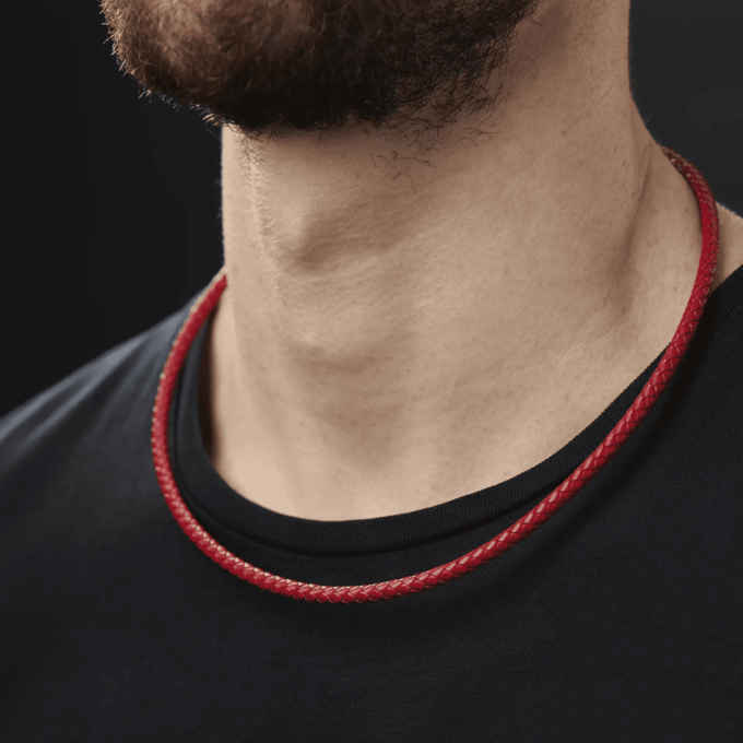 N8322b Ras De Cou En Cuir Tressé Minimaliste Pour Homme Fait Main En France - Bijoux Colliers hommes en ligne Ninanina