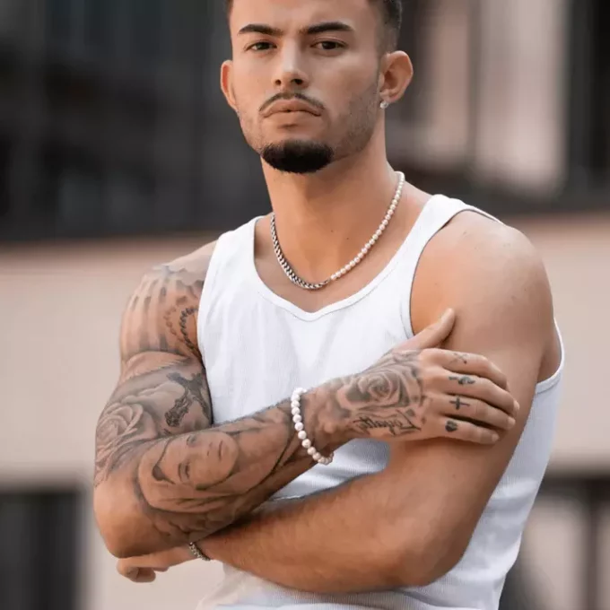 N8288c Bracelet en perle pour homme perles blanches véritables - Bijoux Bracelets hommes en ligne Ninanina